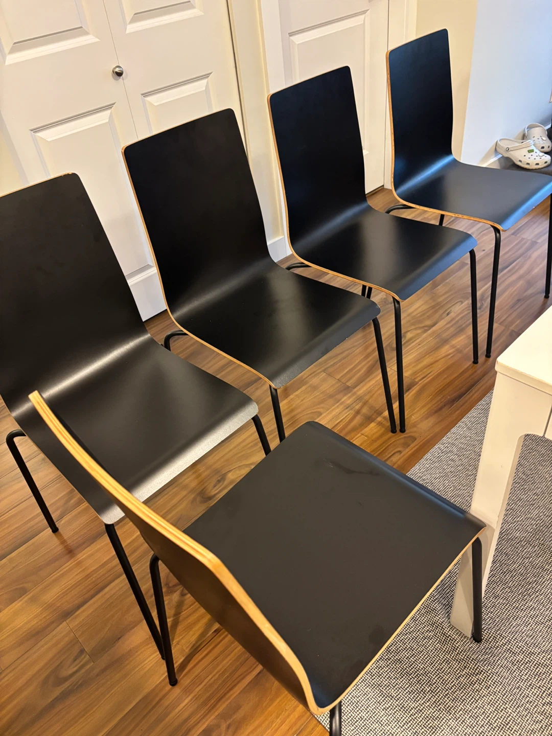 **FREE** White Extendable Dining Table with 6 Black Chairs - photo 2