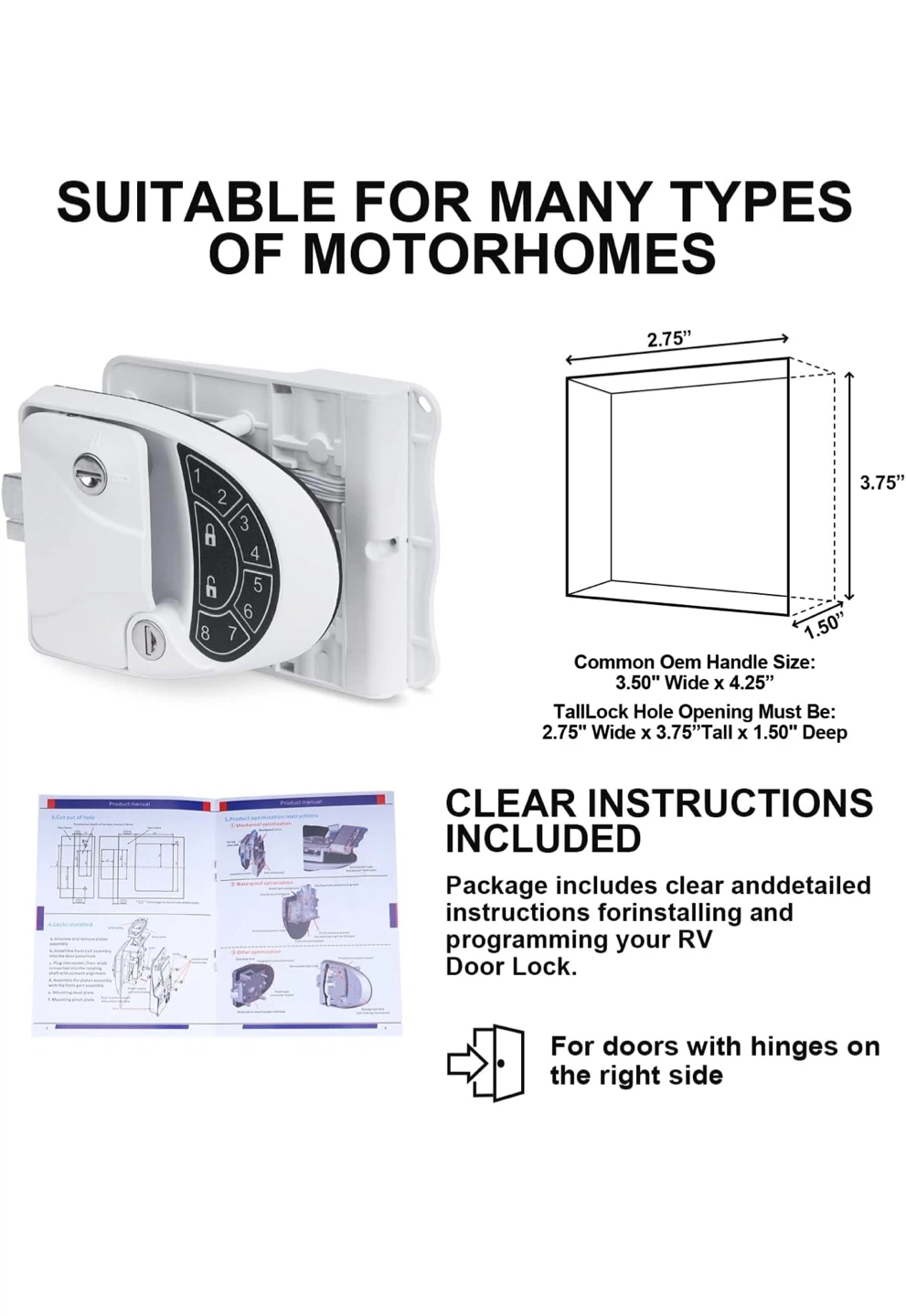 BIGTUR RV Keyless Entry Door Lock - photo 2