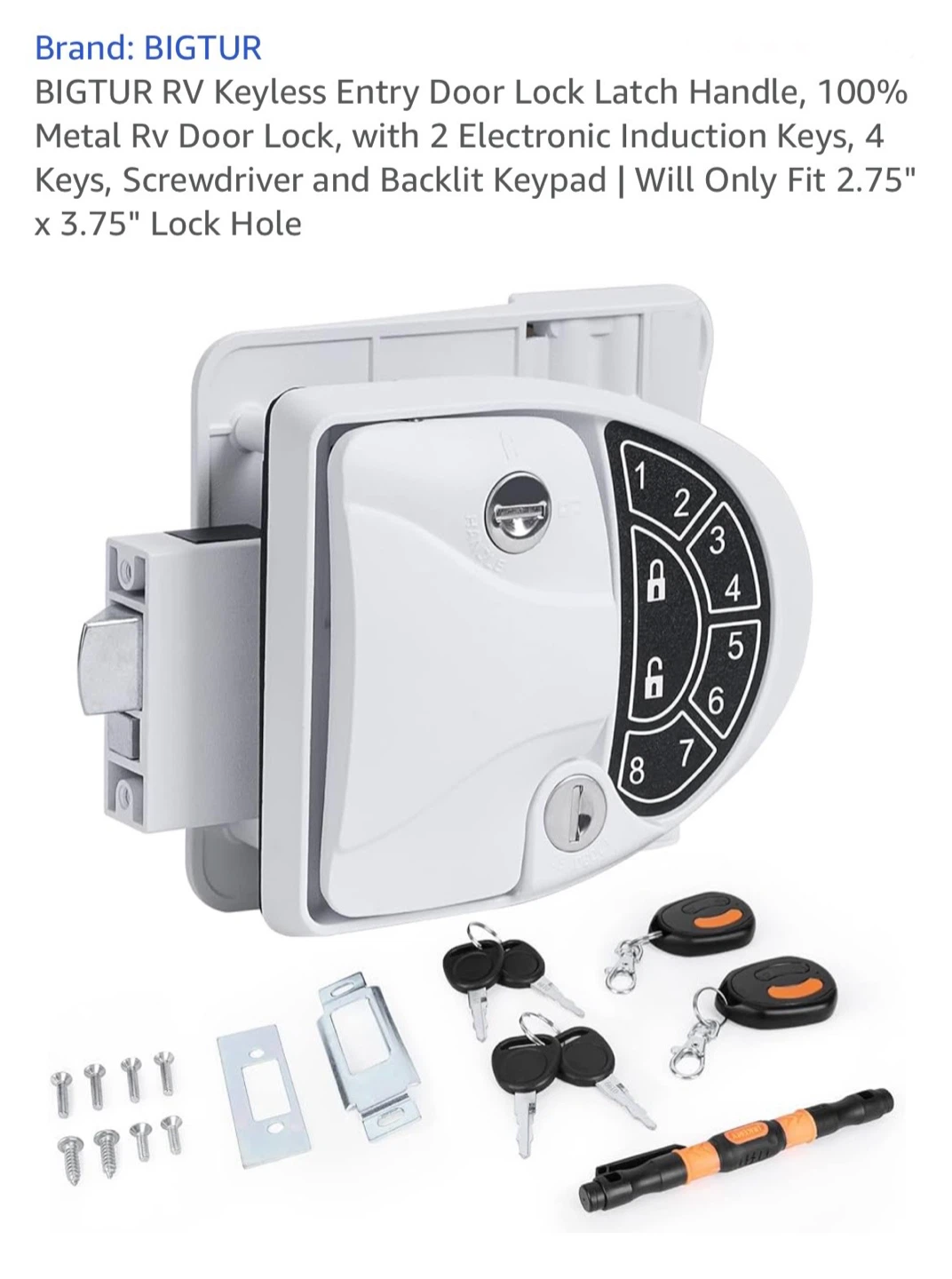 BIGTUR RV Keyless Entry Door Lock