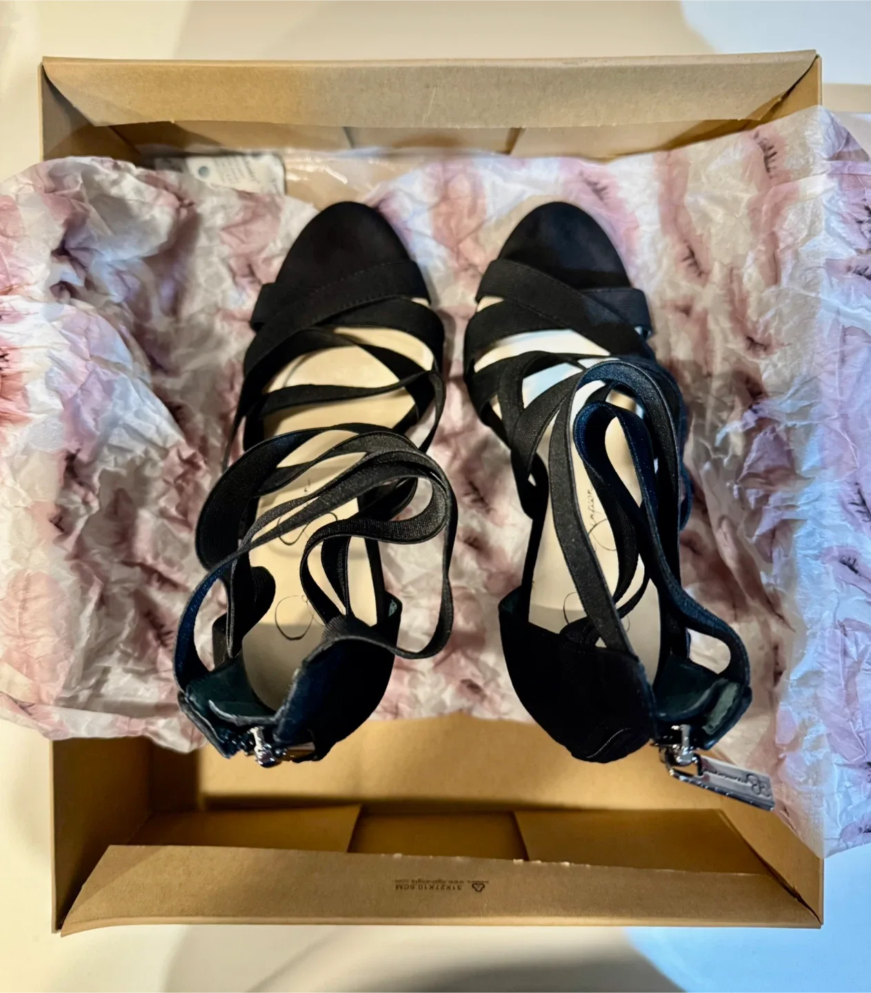 👠 Jessica Simpson Elegant Black Strappy Heels_Size 7.5 M 👠 thumbnail