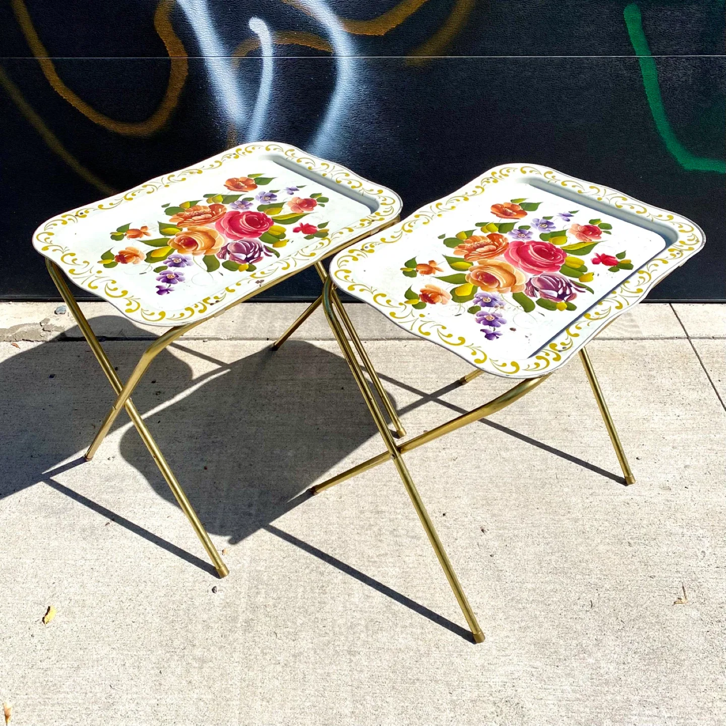 Pair of Vintage Folding TV Tables thumbnail