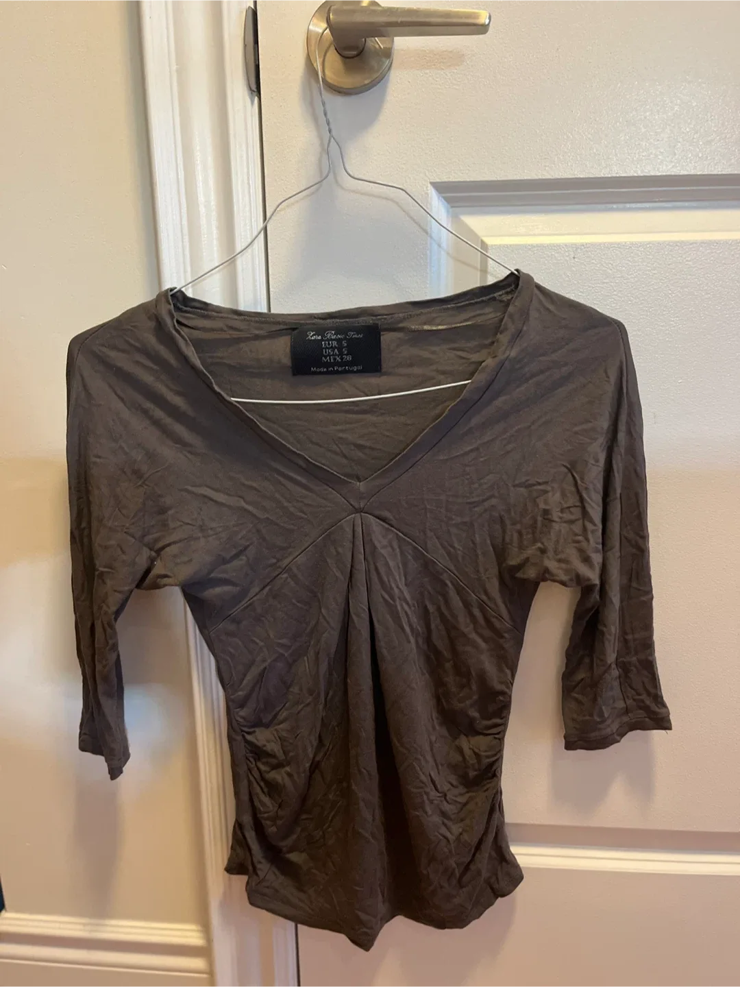 Zara Basic Grey Top - Size S thumbnail