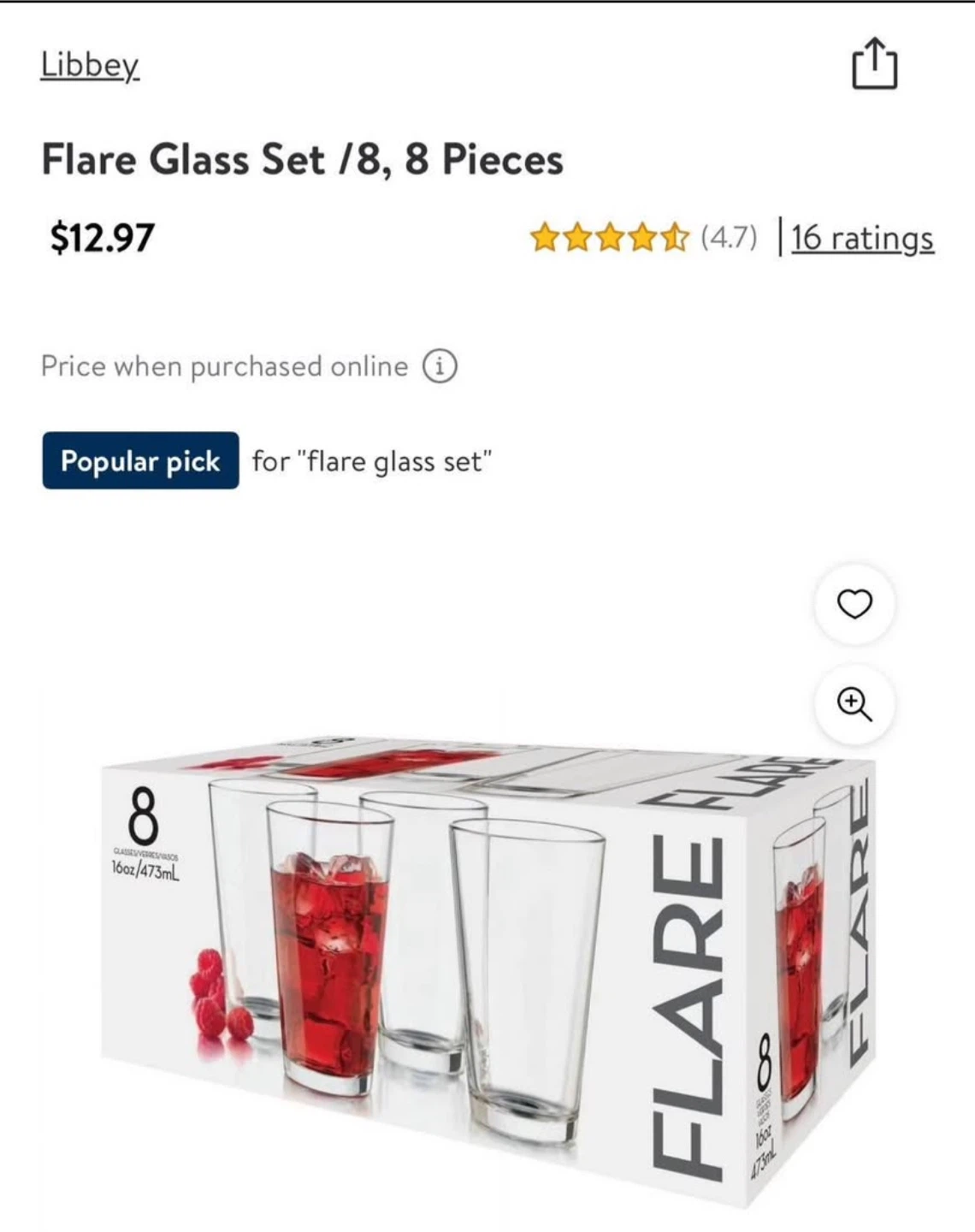 Libbey Flare Glass Set, 8 Pieces