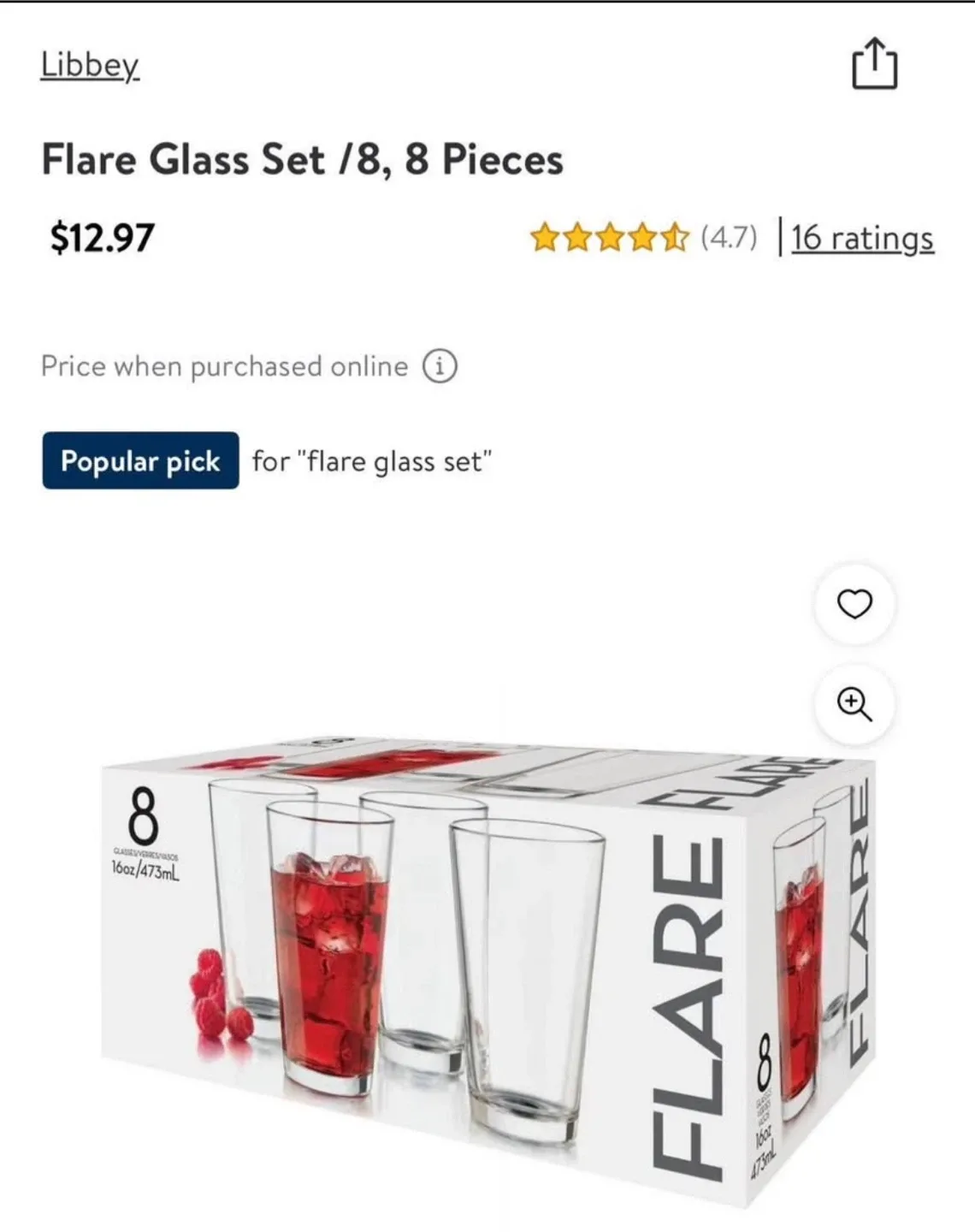Libbey Flare Glass Set, 8 Pieces thumbnail