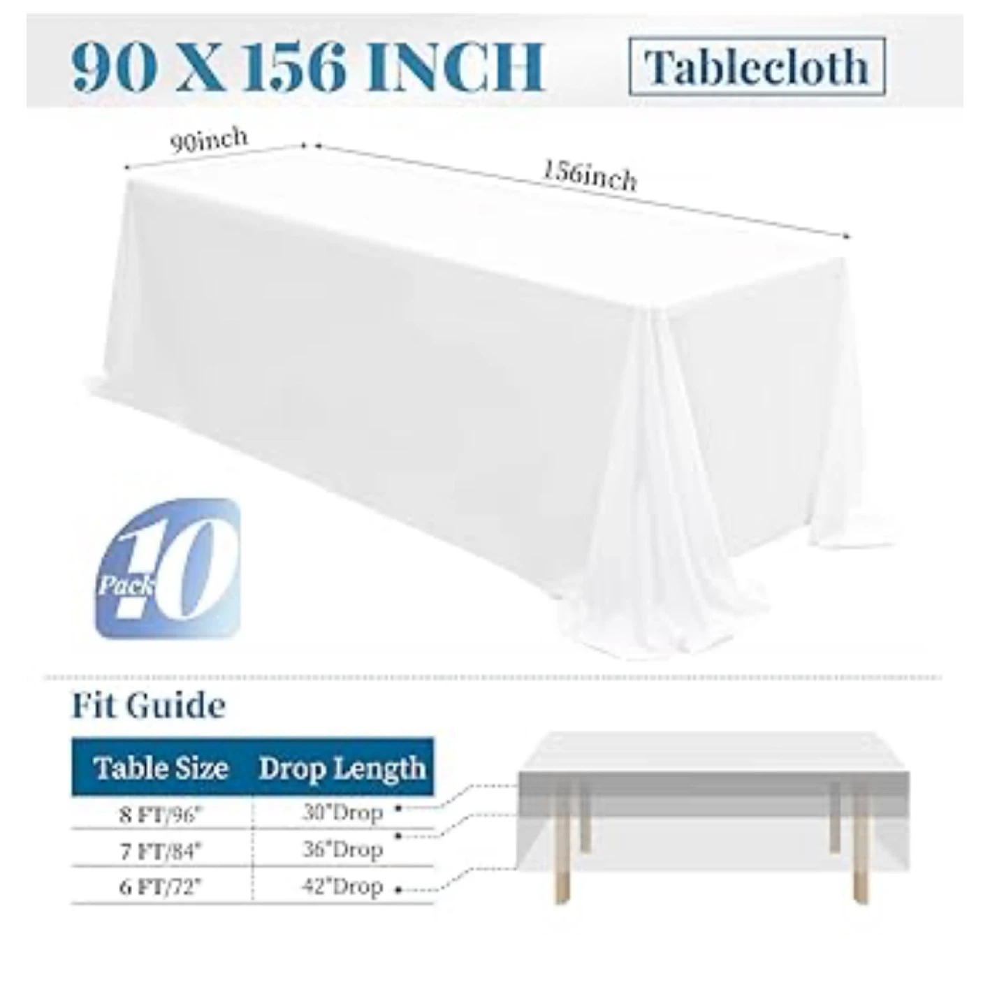 White Tablecloth 90 x 156 Inch - photo 2