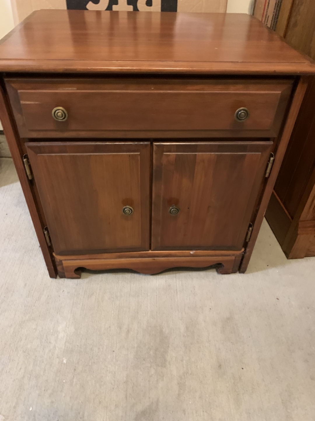 Wooden Nightstand with Drawer & Cabinet - photo 3