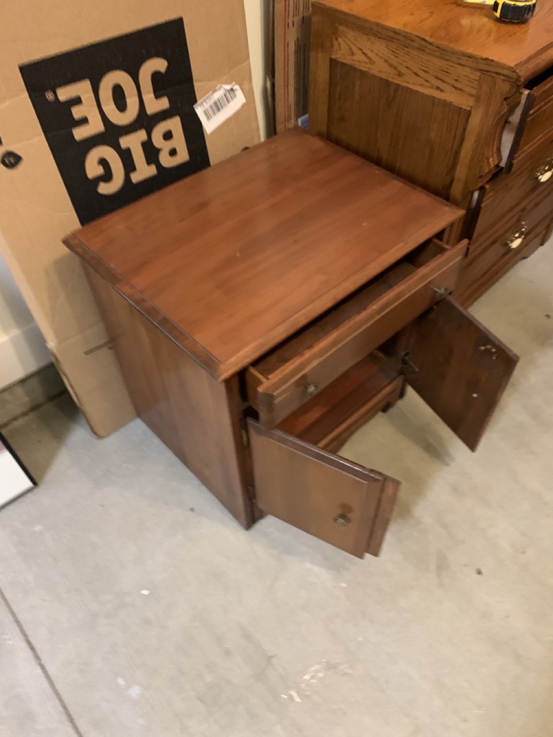 Wooden Nightstand with Drawer & Cabinet - photo 2