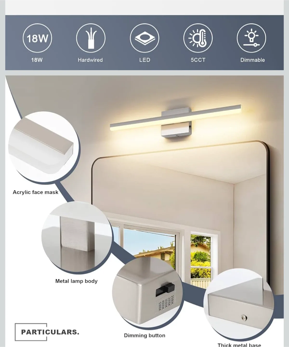 LED Vanity Mirror Light - 5 Color Temperature image indicator(5)