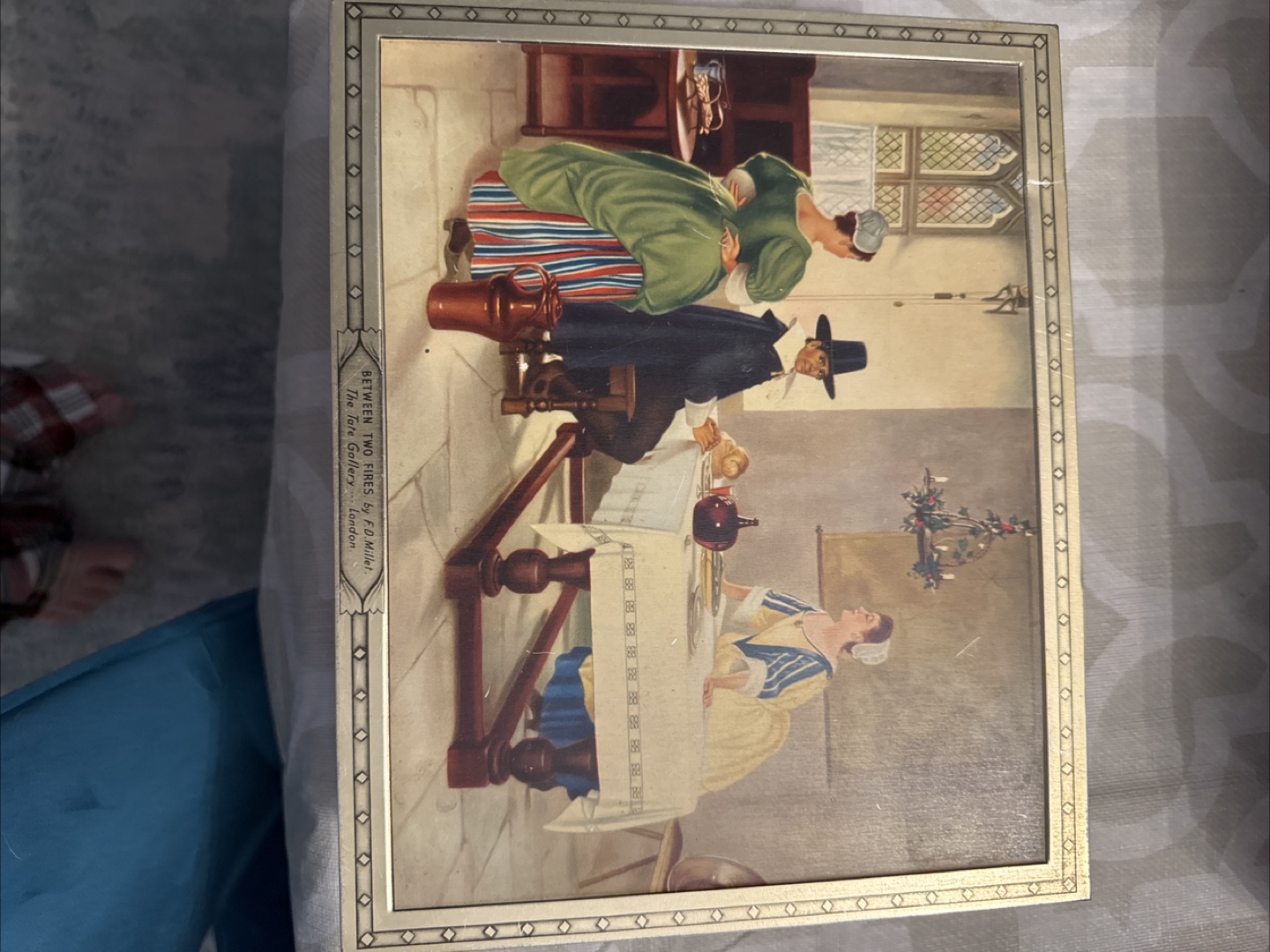 Vintage Decorative Tin Box - "Between Two Fires"