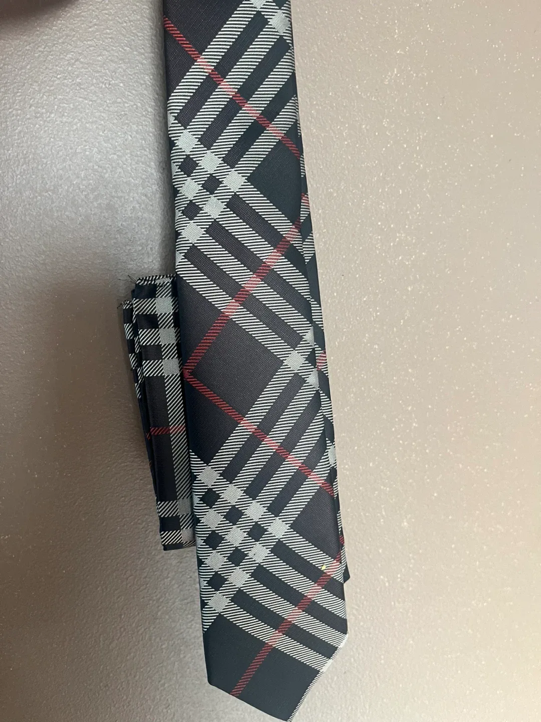 Brand Q Italy Men's Tie - Black, White, Red Plaid image indicator(4)