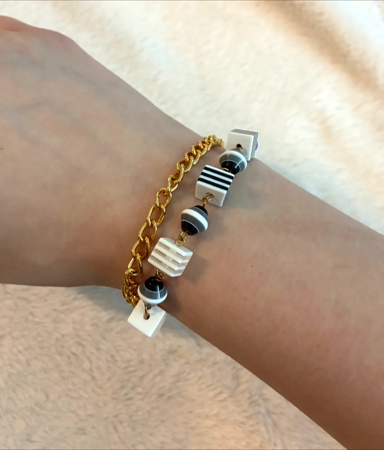White, black and gold bracelet thumbnail