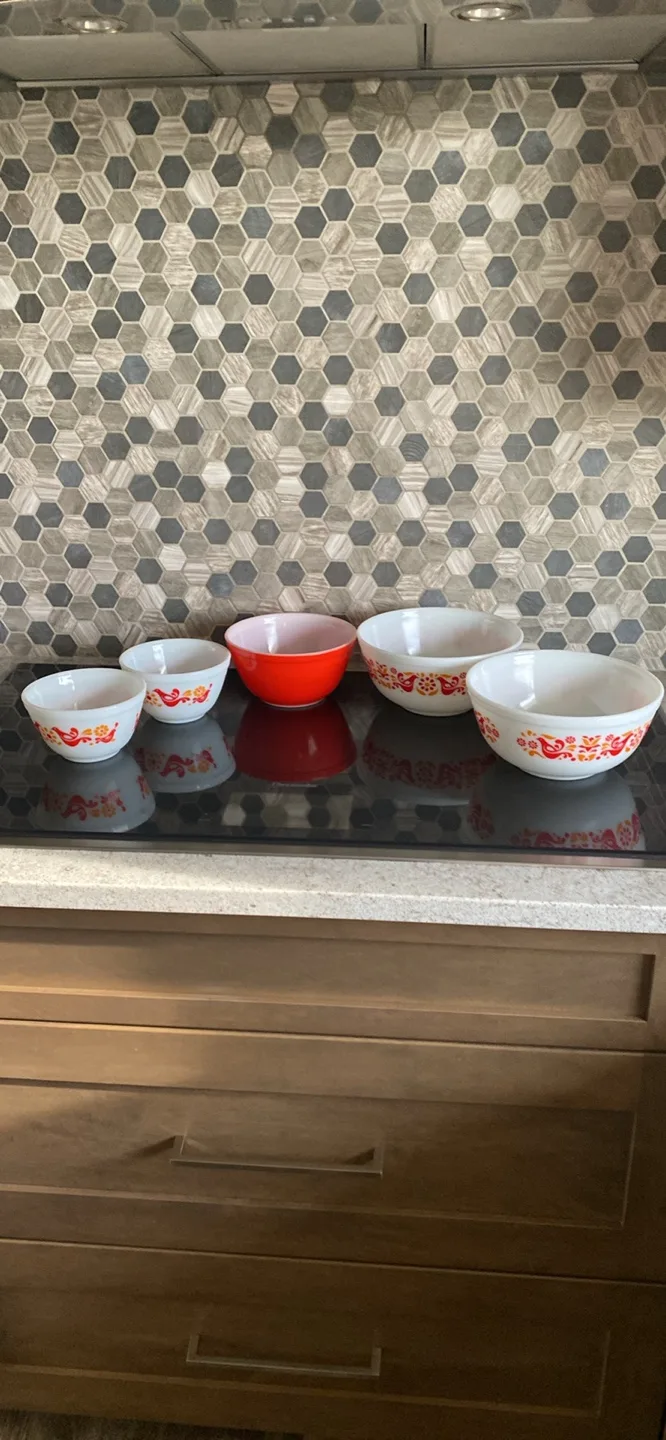 Vintage Pyrex RARE Friendship Pattern Bowls (5) image indicator(2)