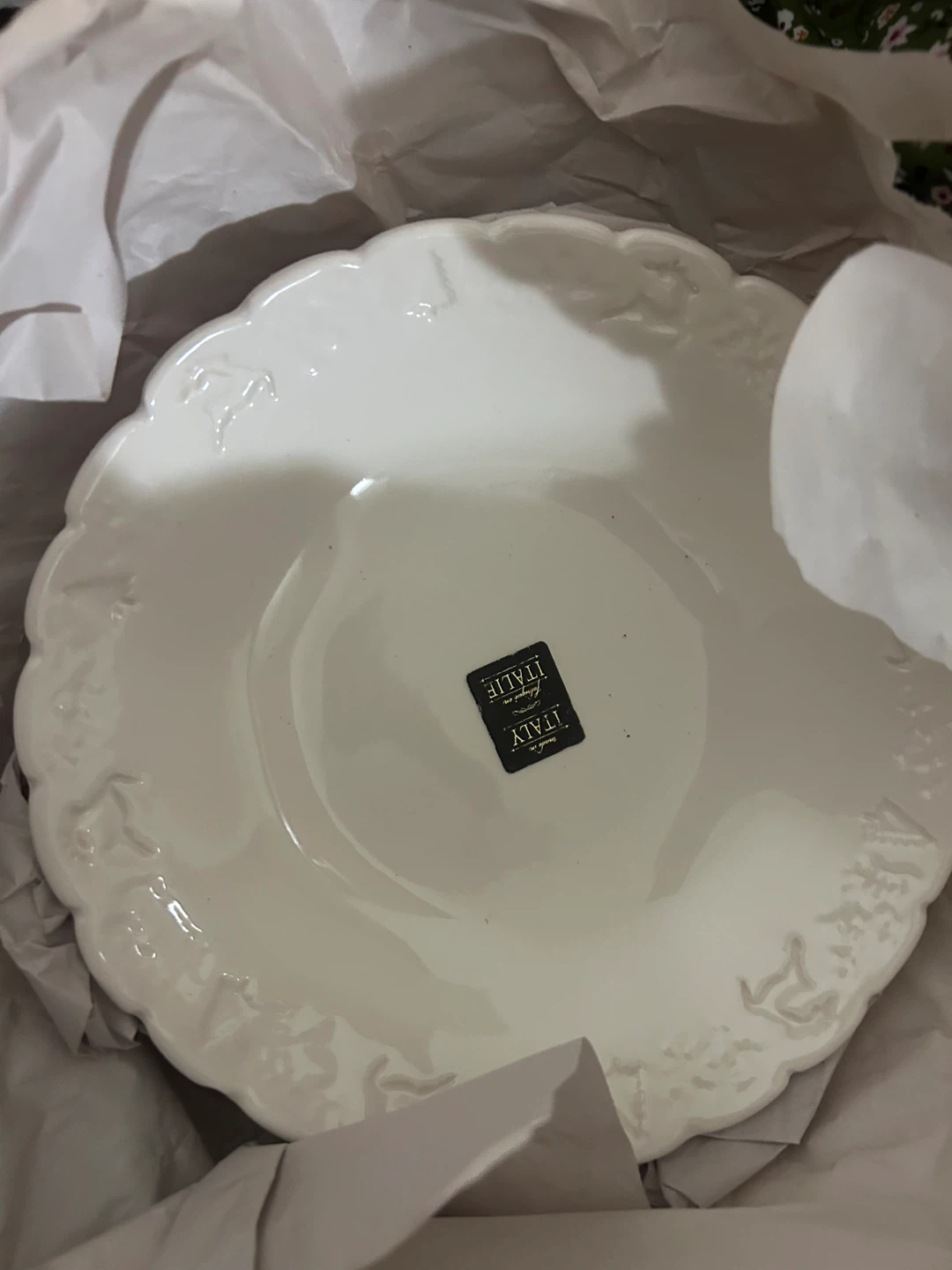 Made in Italy White Decorative Holiday Plate