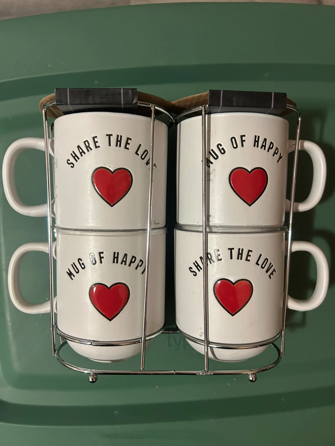 Set of 4 Mugs - Share the Love, Hug of Happy