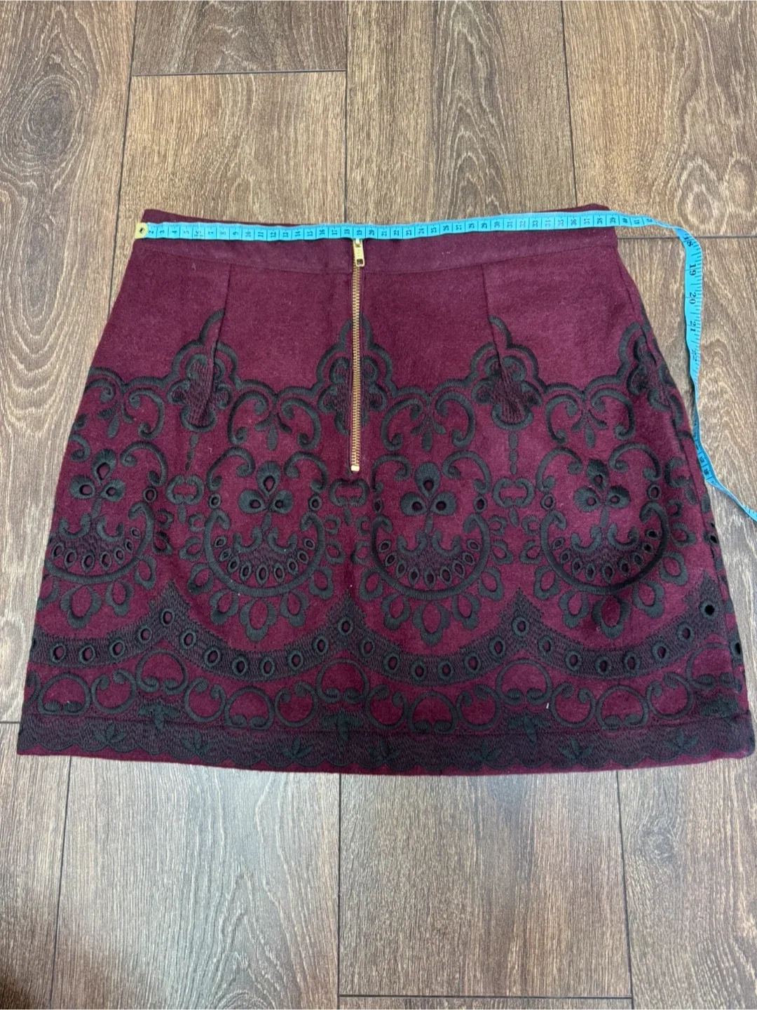 TOPSHOP Skirt – Burgundy with Black Embroidery image indicator(2)