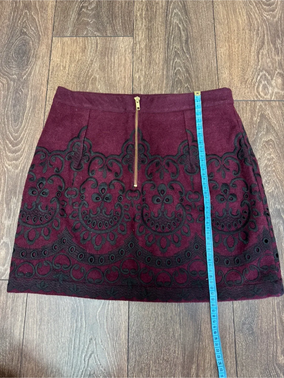 TOPSHOP Skirt – Burgundy with Black Embroidery image indicator(3)