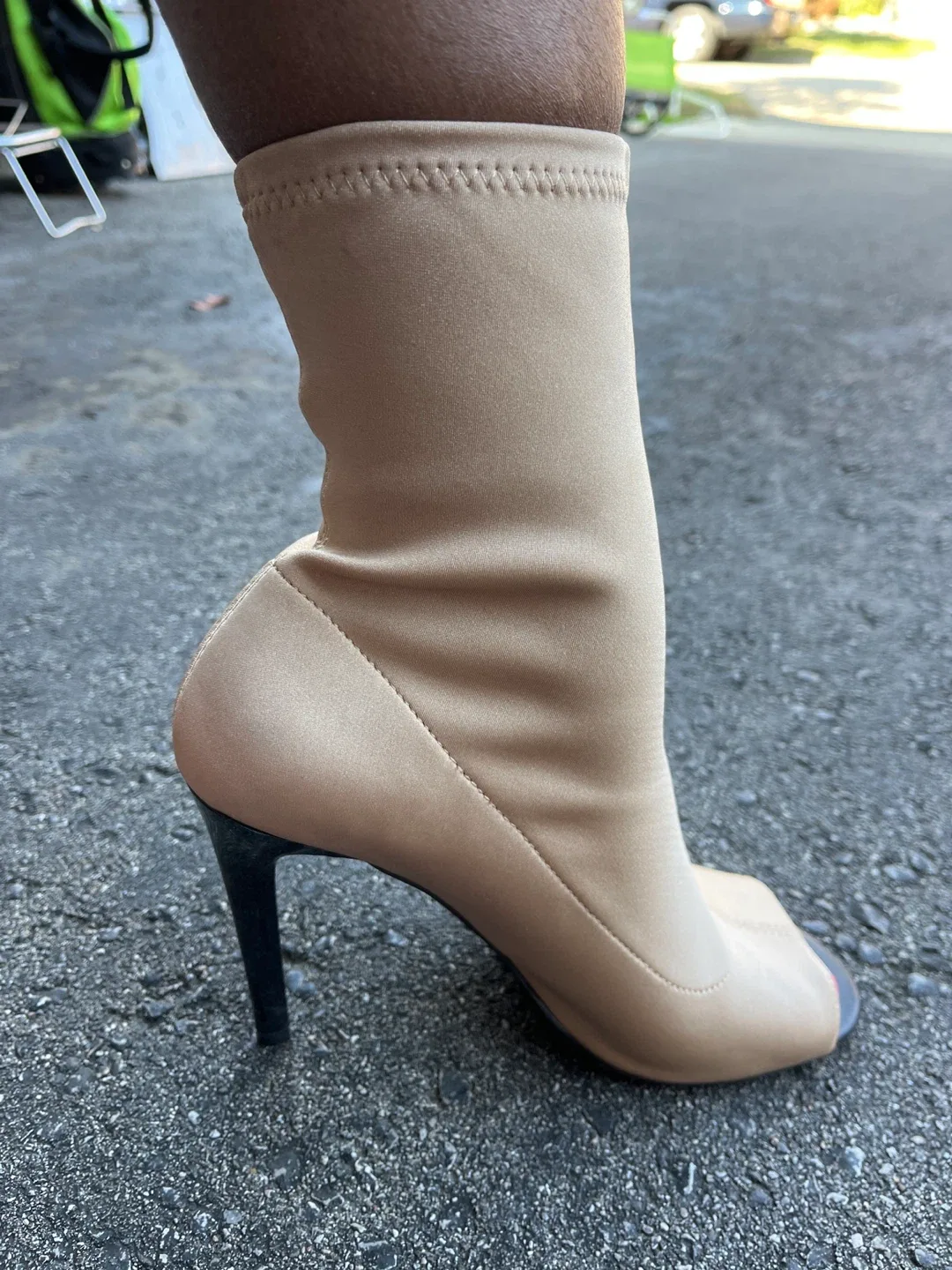 Beige Peep-Toe Heel Booties image indicator(3)