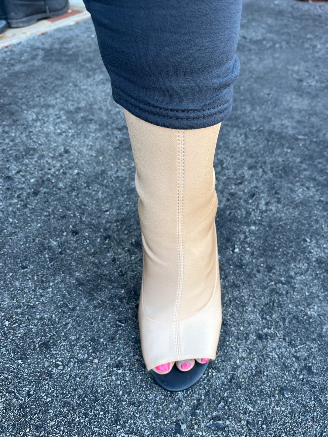 Beige Peep-Toe Heel Booties - photo 4