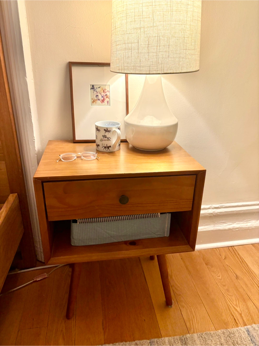 Mid Century Modern Wood Nightstand with Drawer - photo 2