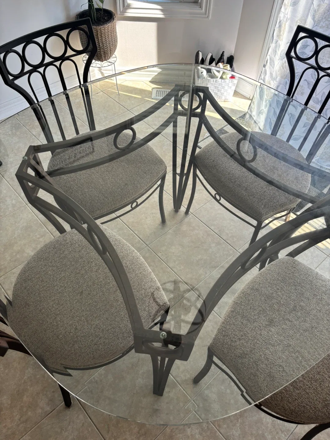 Glass Top Dining Table with 4 Chairs thumbnail