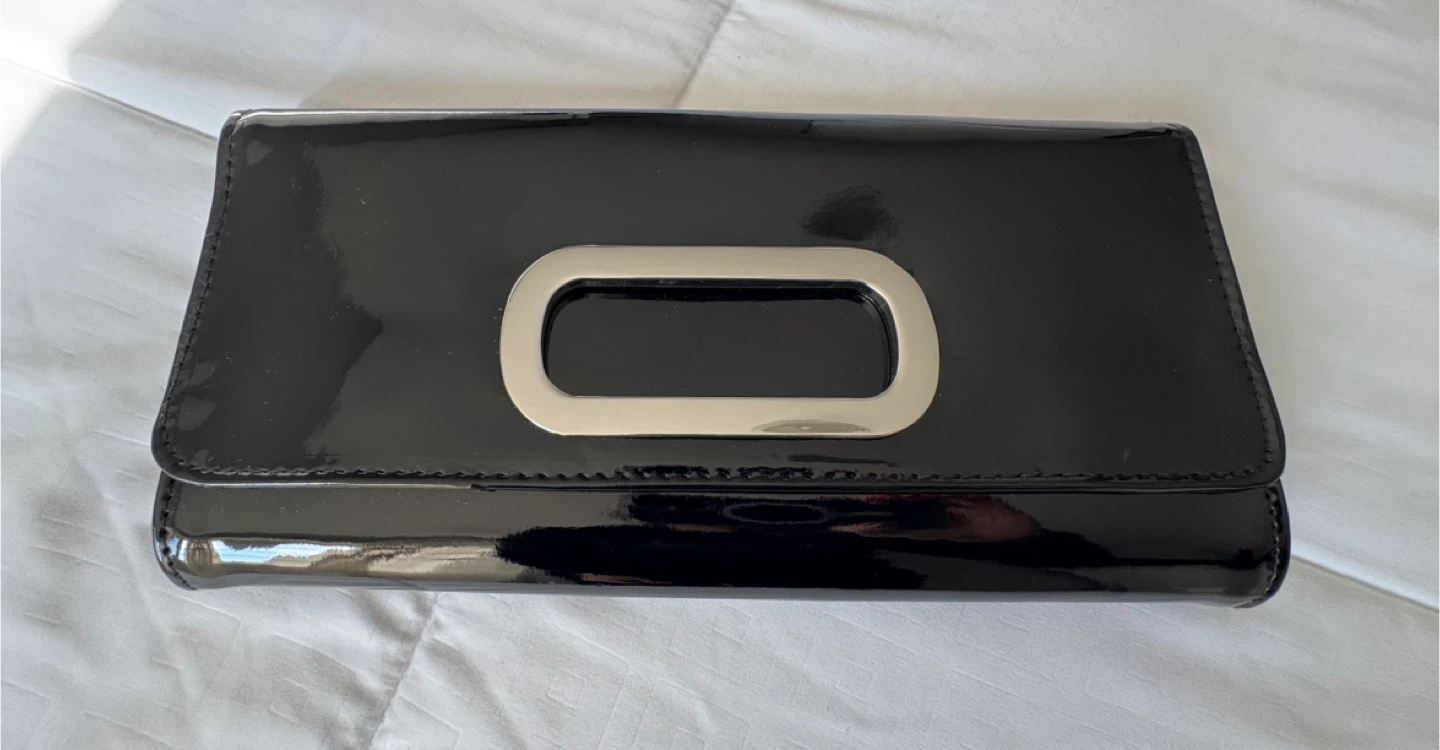 Black Clutch with Silver Hardware