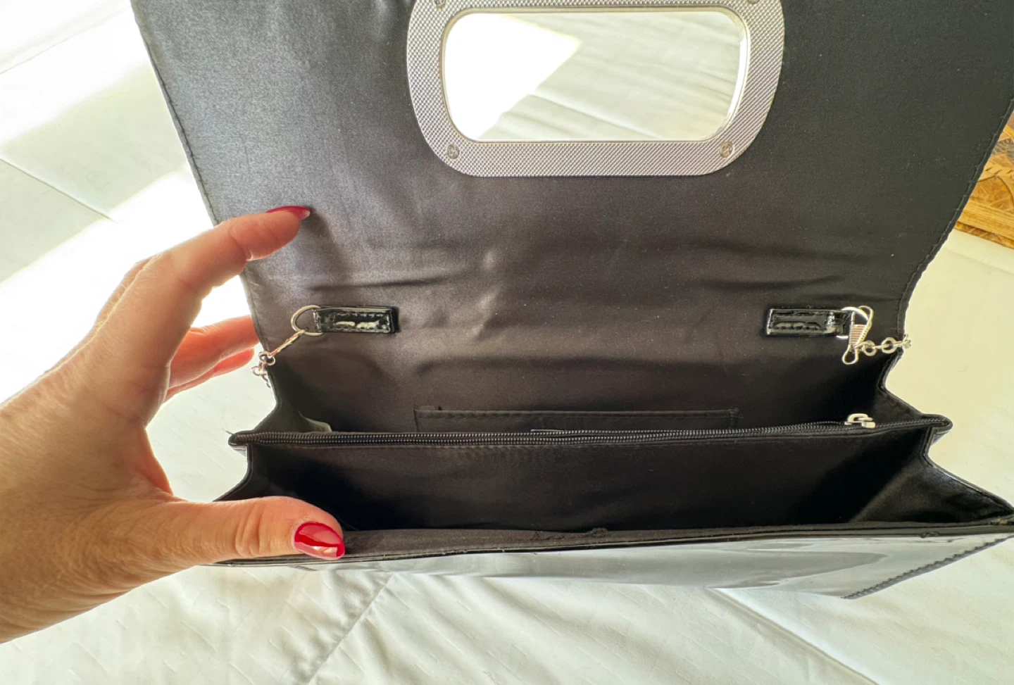 Black Clutch with Silver Hardware - photo 3