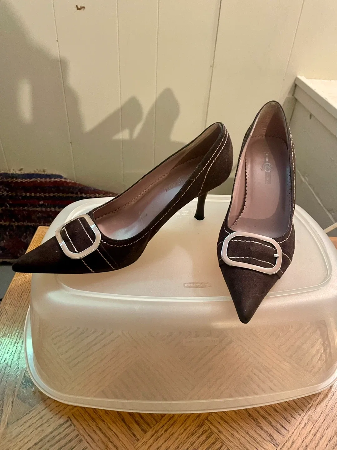 Brown Heels with Buckle Detail Size 7 thumbnail