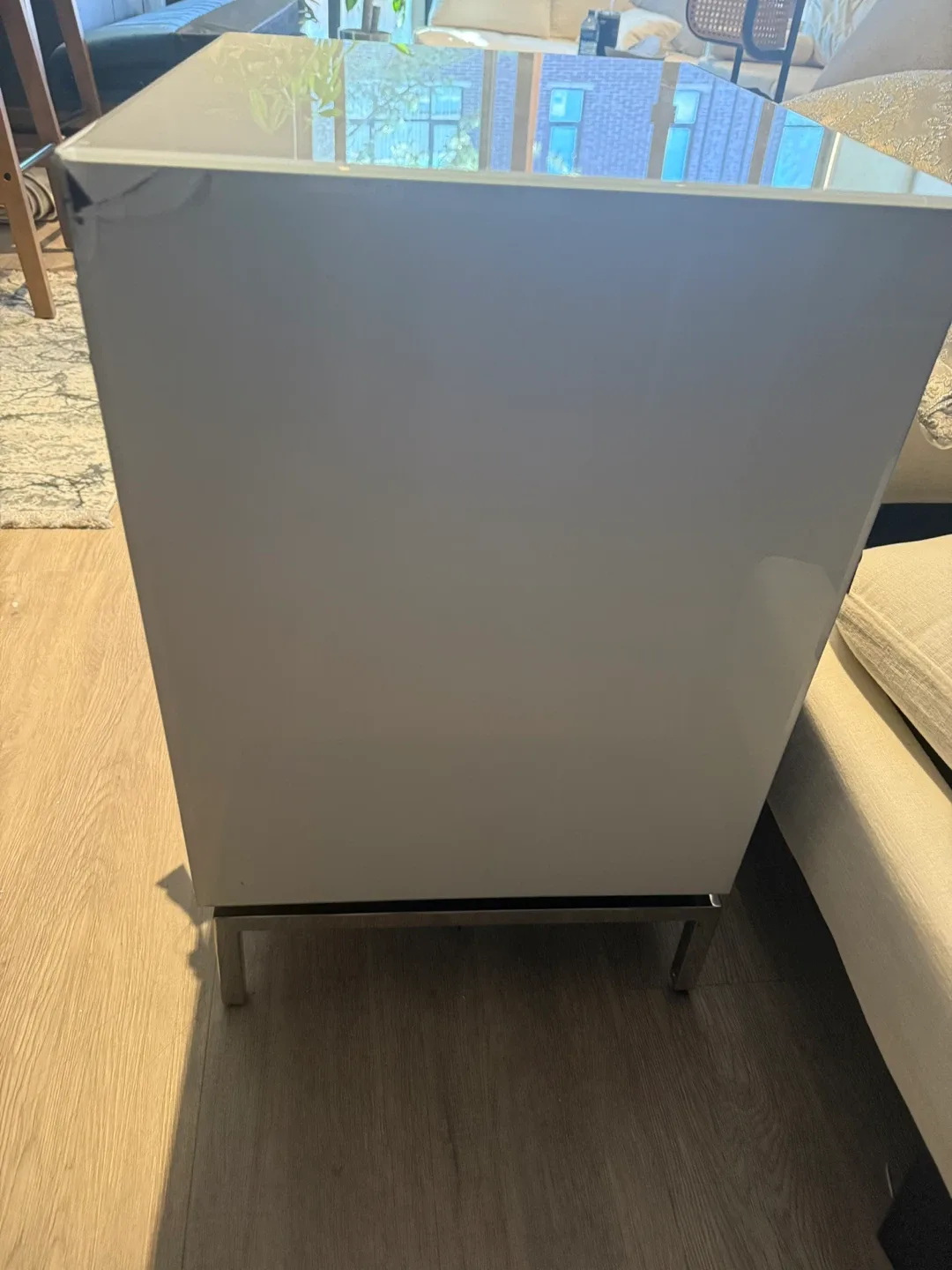 Brand New White Glossy 2-Drawer Nightstand image indicator(4)