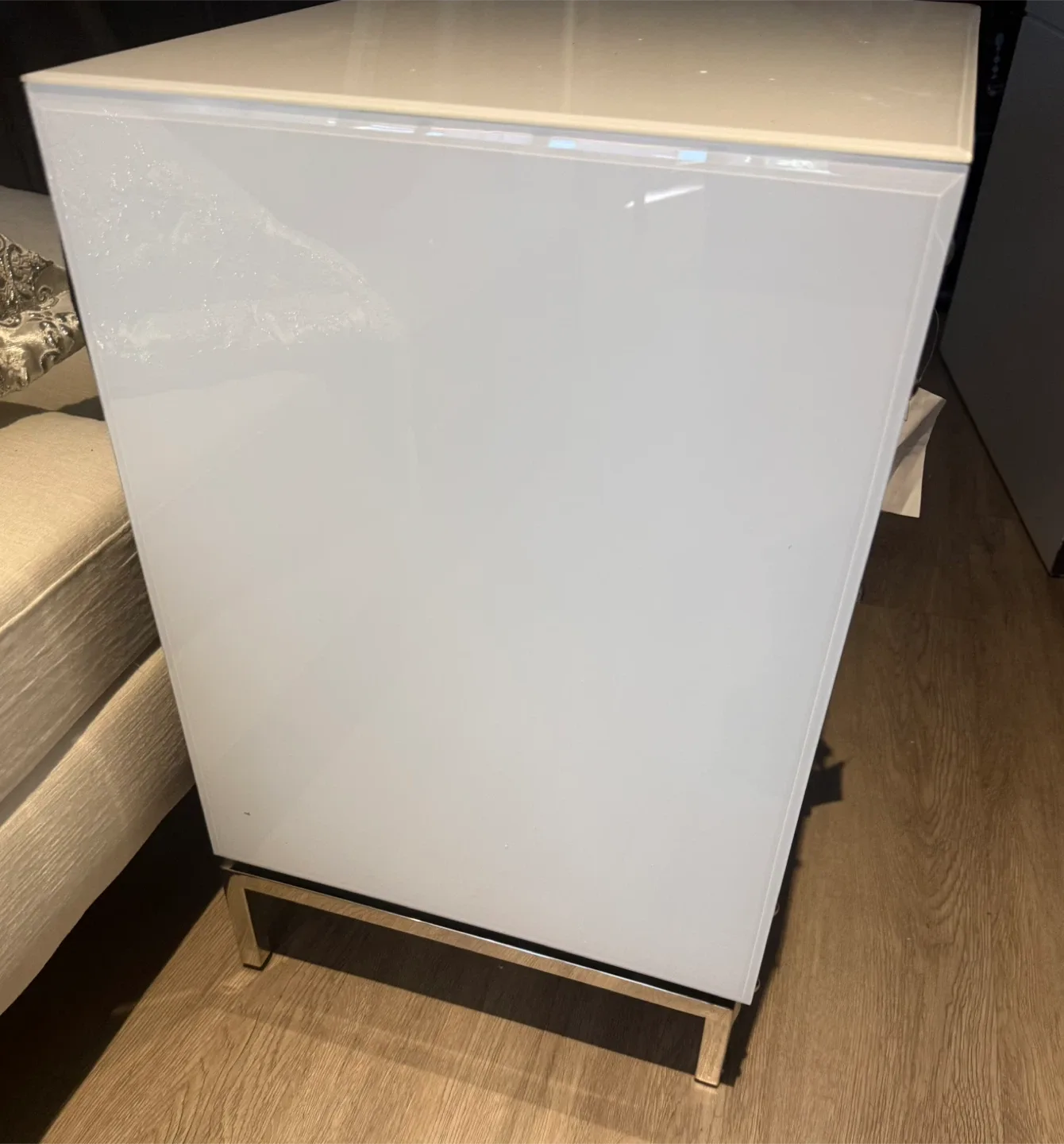 Brand New White Glossy 2-Drawer Nightstand image indicator(2)