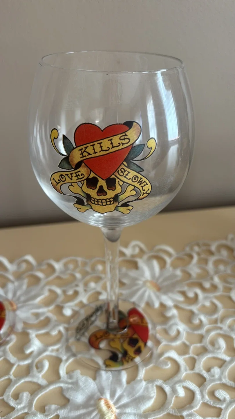 Ed Hardy Wine Glasses - Set of 2 image indicator(2)