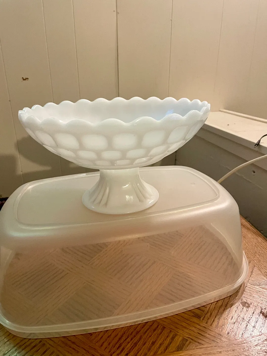 Vintage Milk Glass Compote Bowl thumbnail