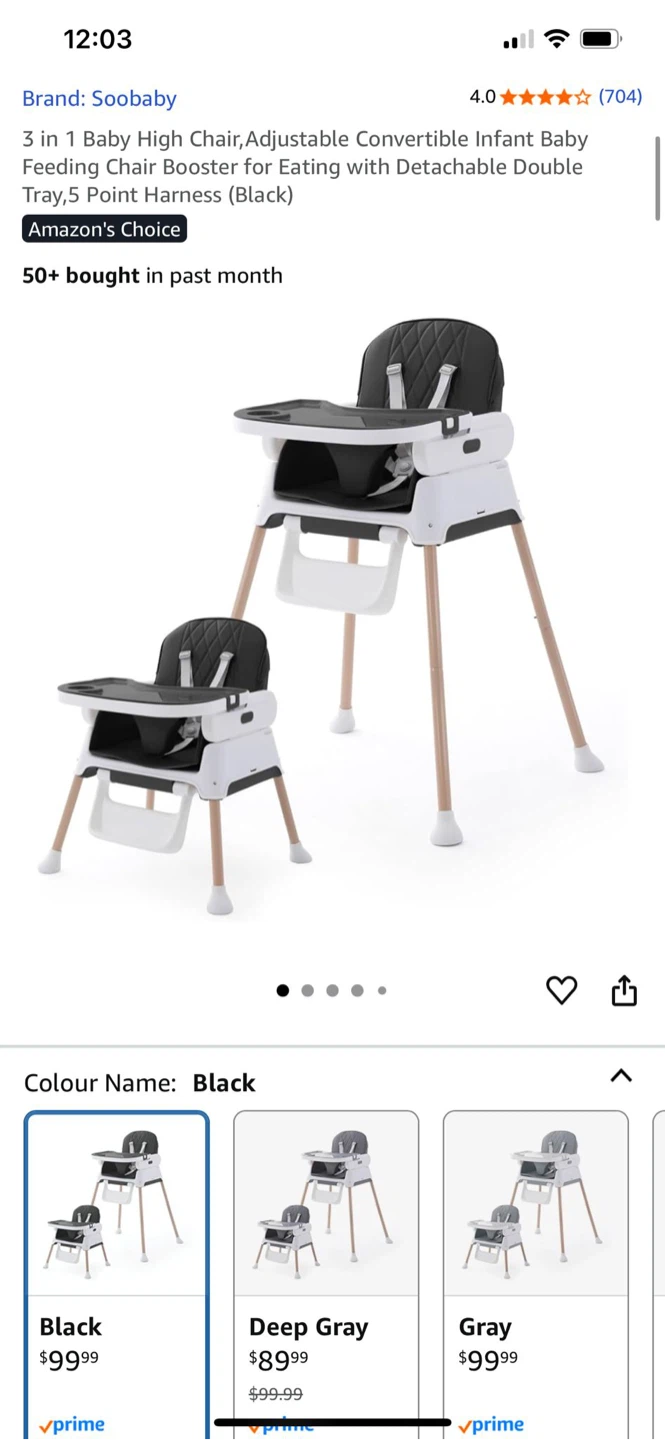 3-in-1 High Chair - Black - photo 2