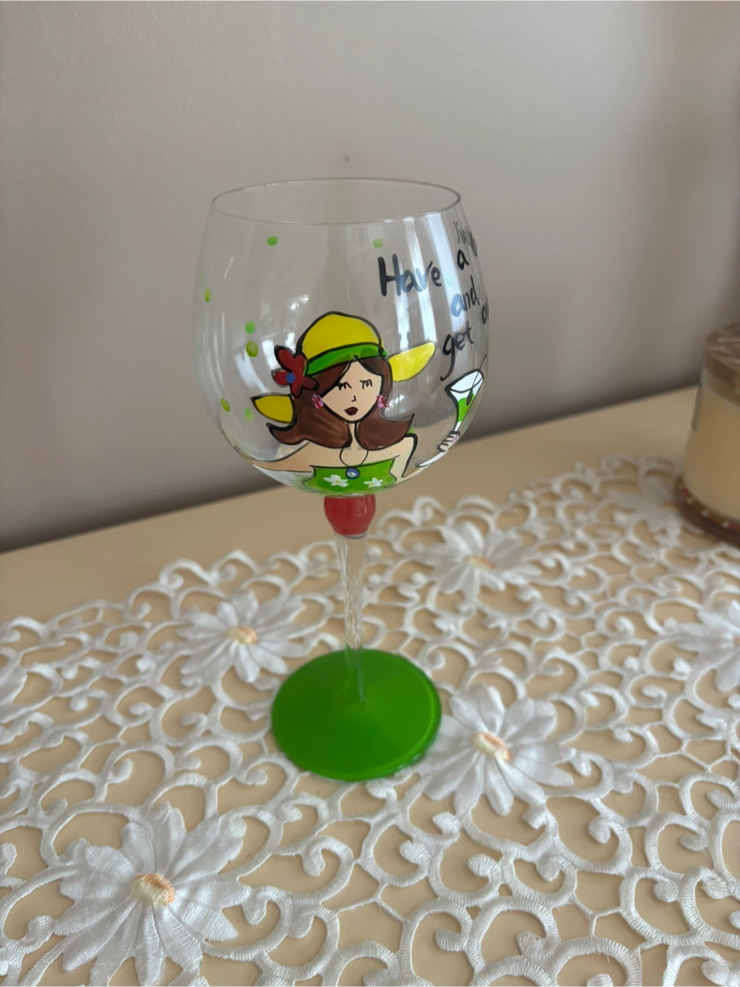 Hand-painted wine glass