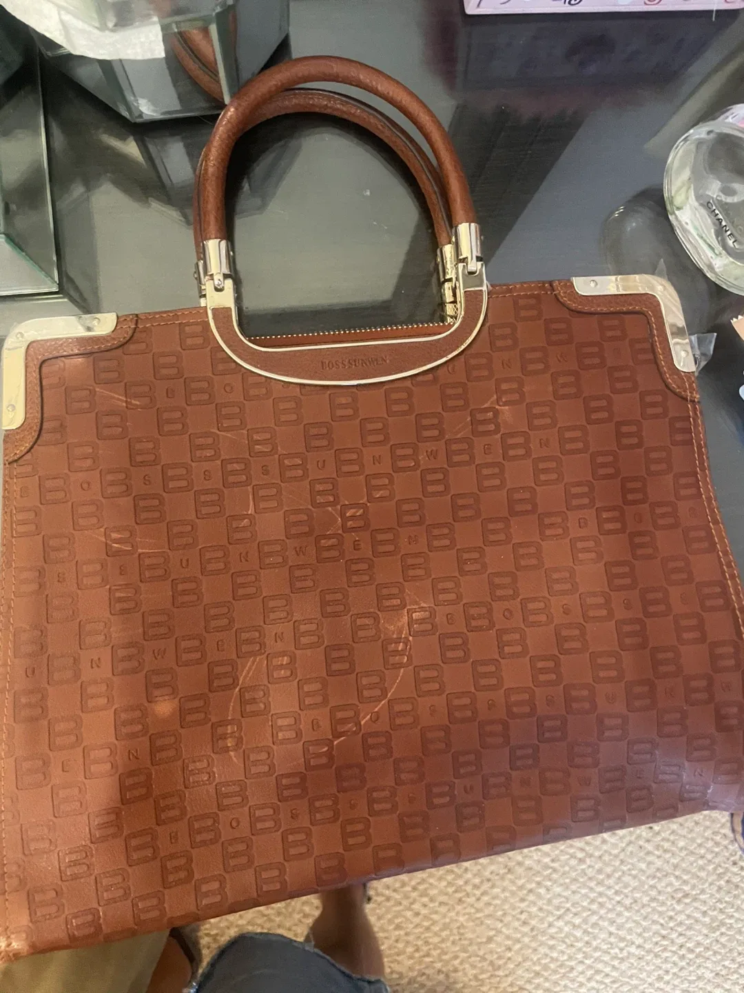 Bosssunwen Brown Leather Satchel image indicator(2)
