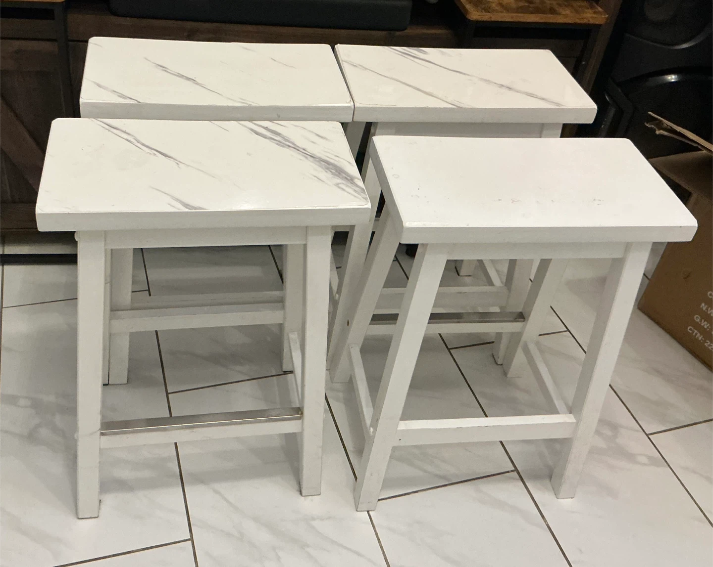 White Bar Stools (Set of 4)