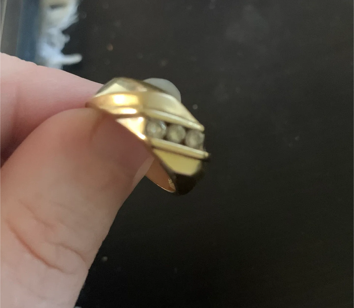 14K Gold ring with 3 diamonds men’s ring thumbnail