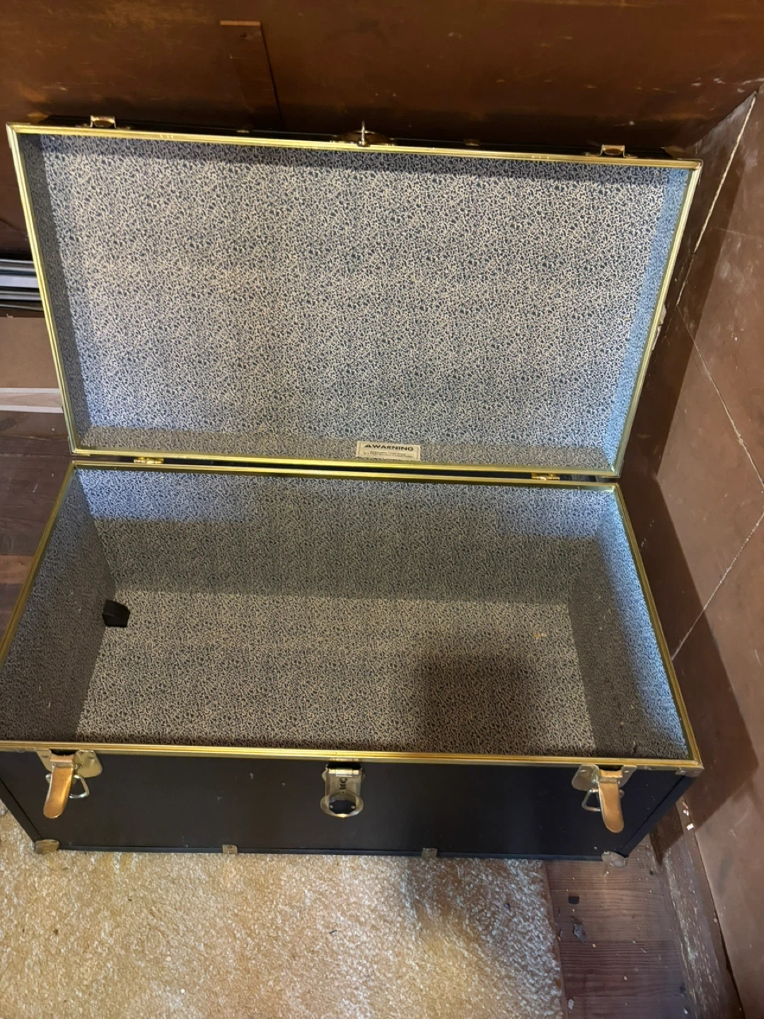 Vintage Black Steamer Trunk