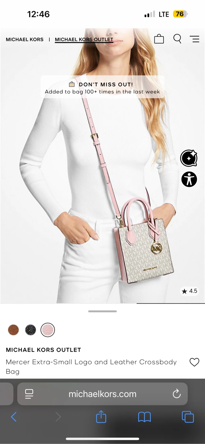 New Michael Kors Mercer Extra-Small Crossbody Bag
