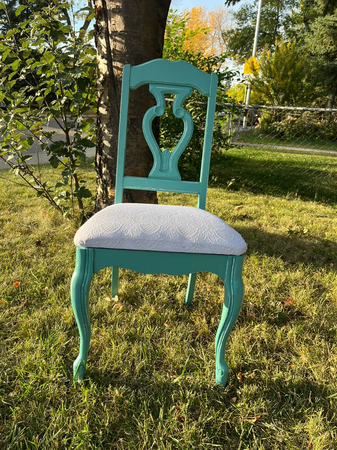 Turquoise Wooden Chair image indicator(2)