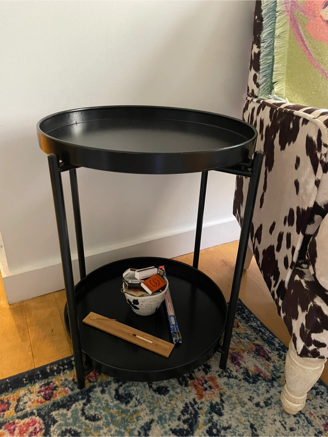 Black Round Side Table
