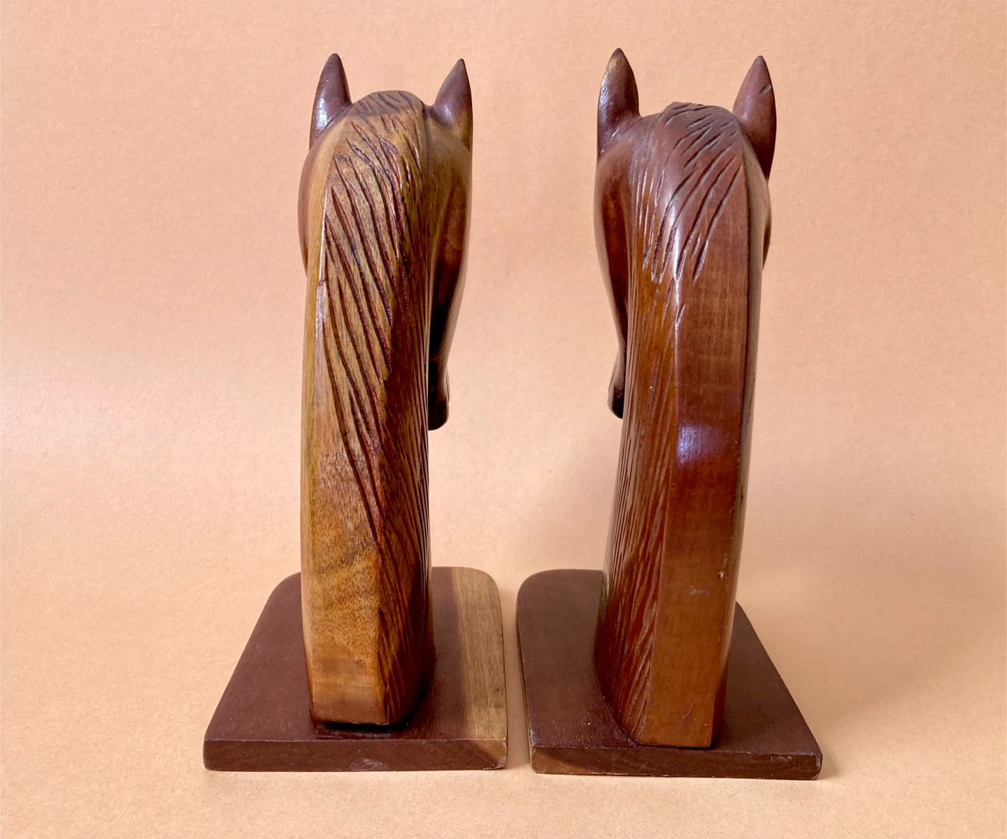 Vintage Wooden Hand Carved Horse Bookends - photo 3