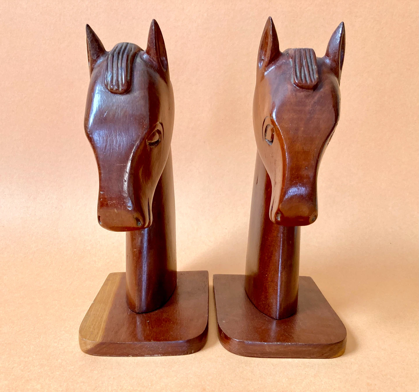 Vintage Wooden Hand Carved Horse Bookends - photo 4