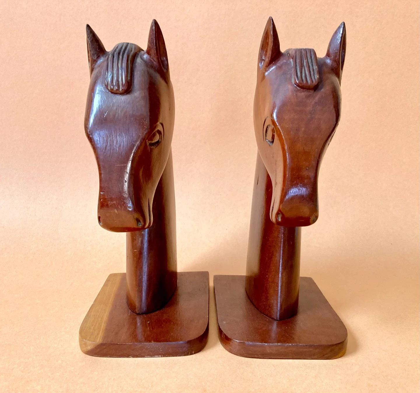 Vintage Wooden Hand Carved Horse Bookends image indicator(4)