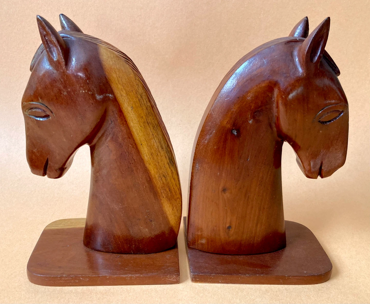 Vintage Wooden Hand Carved Horse Bookends - photo 2