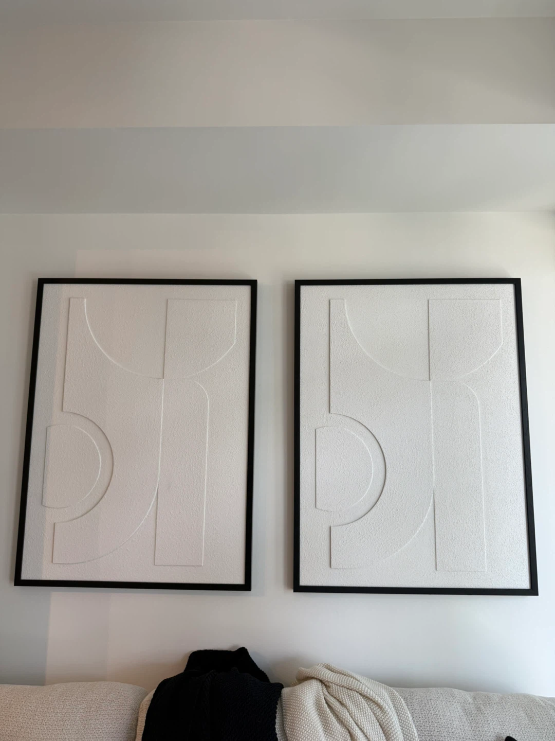 2 Abstract 3D Textured Framed Art - White/X Large