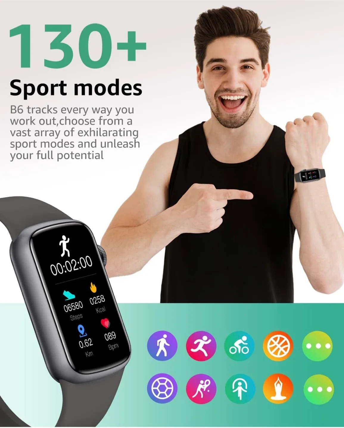 Black Smart Watch with 1.47" HD Screen image indicator(5)