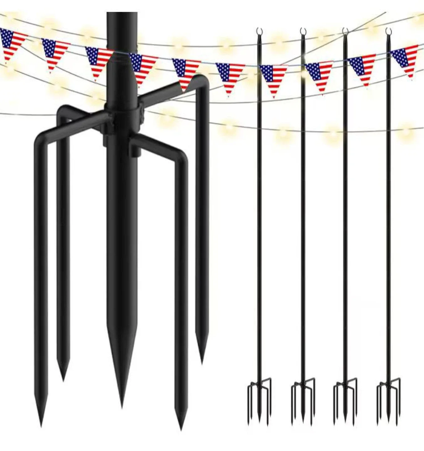 4 pack 9 FT String Light Poles for Outside thumbnail