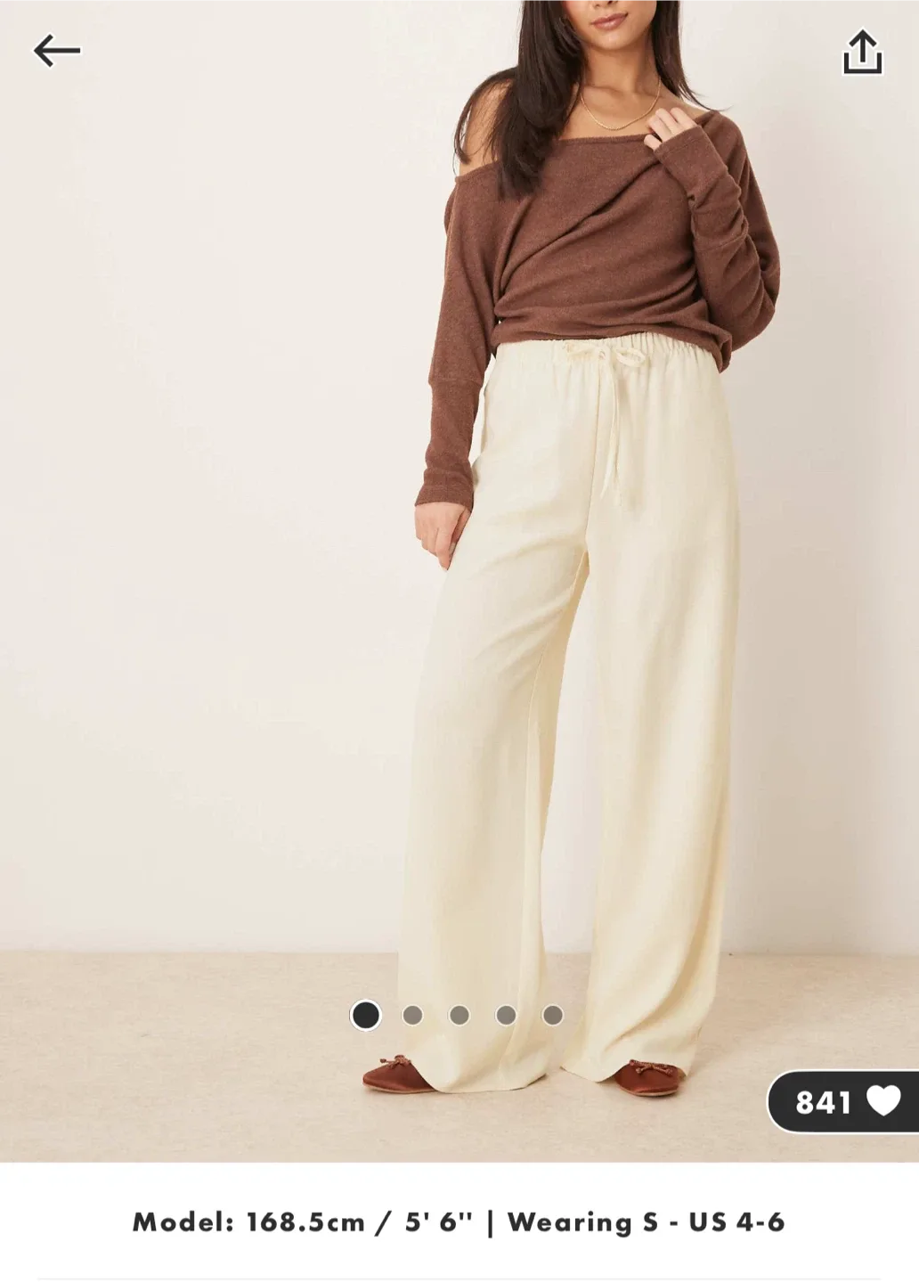 Cream Wide Leg Lounge Pants - Size M thumbnail