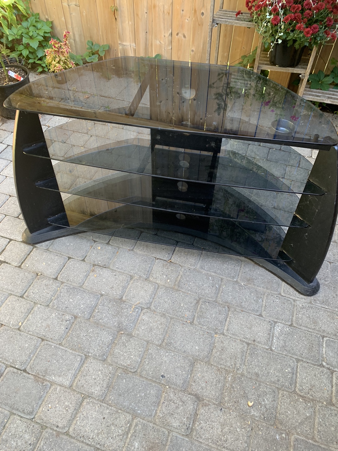 Black Glass TV Stand with Shelves - photo 2