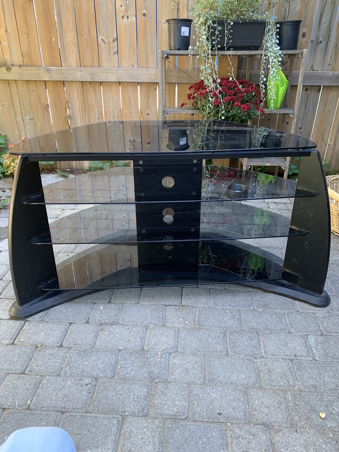 Black Glass TV Stand with Shelves - photo 4